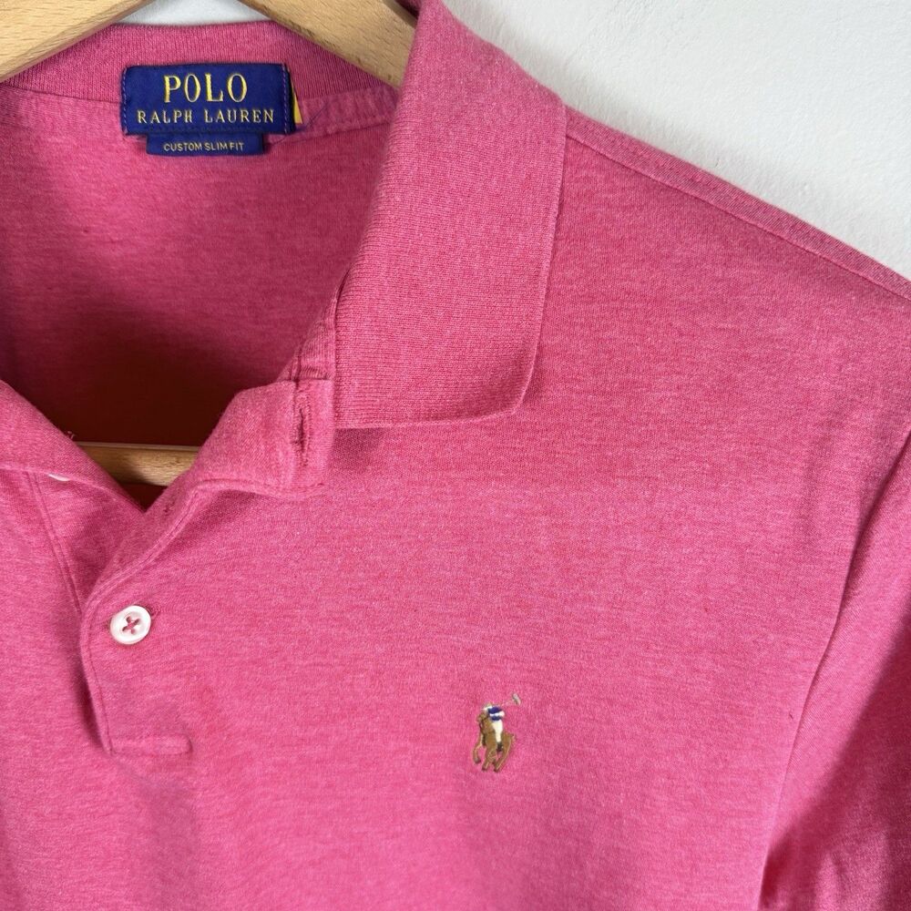 Polo Ralph Lauren Mens Small Classic Fit Red Heathered Short Sleeve Polo Shirt